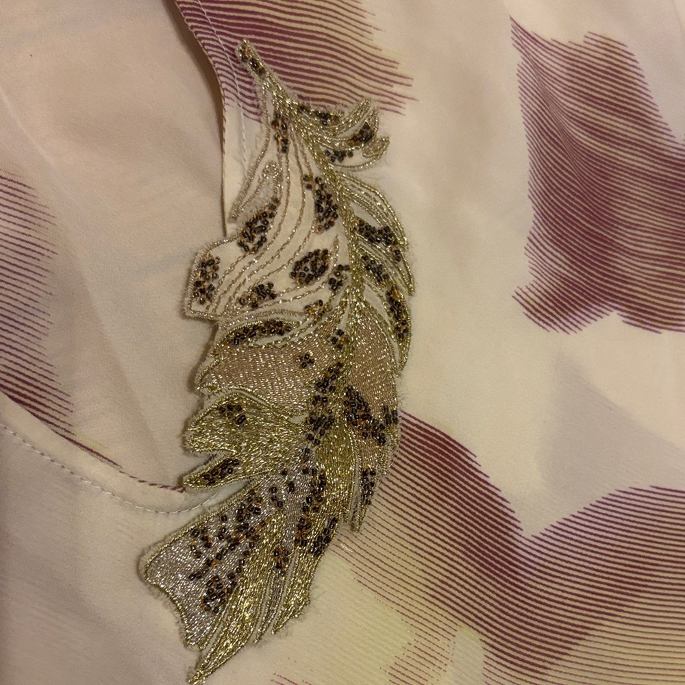 Planet Blue Elijah Cream and Purple Floral Tunic Blouse𩵠- Picture 3 of 7
